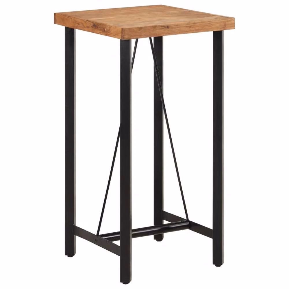 Berkfield Home Beautiful Bar Table in Brown Acacia Wood and Iron, W/D/H: 55 x 55 x 107 cm – 2