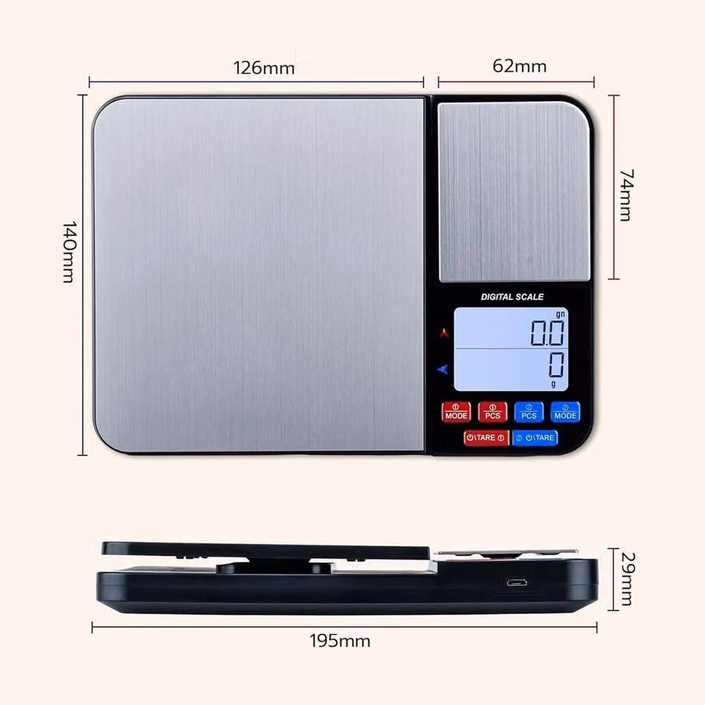 Kelvenix Dual Platform Professional Kitchen Scales in Black with Stainless Steel Finish and Rechargeable Battery – 2