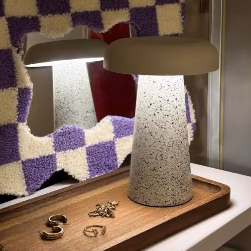 Briloner Rechargeable LED Table Lamp in Travertine Grey with Touch Dimmer and IP44 Rating, W/D/H: 12 x 12 x 17 cm – 4