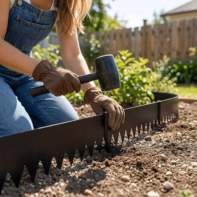 EONLION Rusted Flexible Metal Garden Border Lawn Edging in Black
