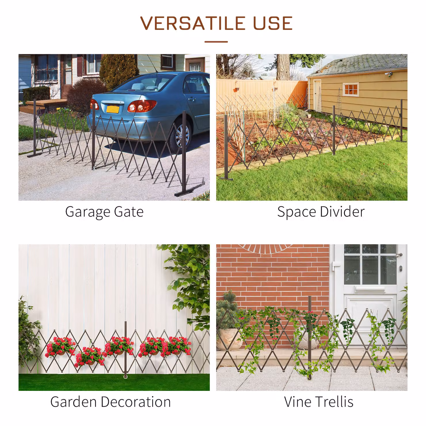 Outsunny Expanding Aluminium Trellis Fence, Dark Brown, W: 405 cm, H: 103.5 cm – 3