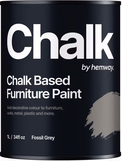 Hemway Chalk Based Furniture Paint in Flat Matt Fossil Grey, 1 l