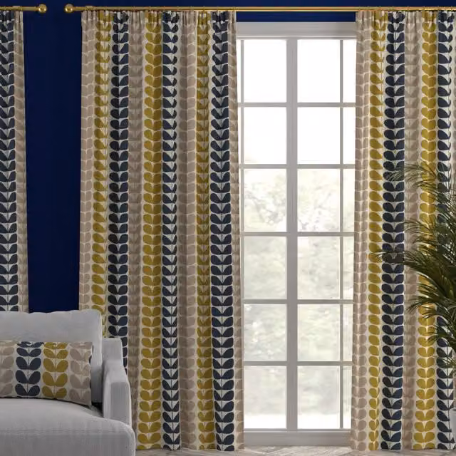 Terrys Orla Kiely Trio Stem Made to Measure Blackout Fabric Panel Curtain in Yellow and Multicolour