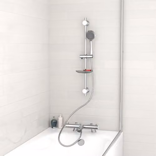 Nes Home Chrome Exposed Bath Shower Rail Mixer Tap Set with Handheld Shower