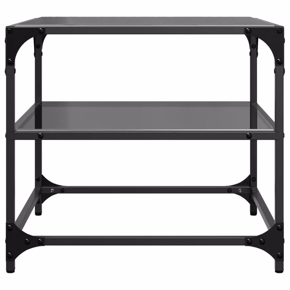 Berkfield Home Set of 2 Square Coffee Tables with Black Glossy Glass Tops and Steel Legs, W/D/H: 50 x 50 x 45 cm – 5