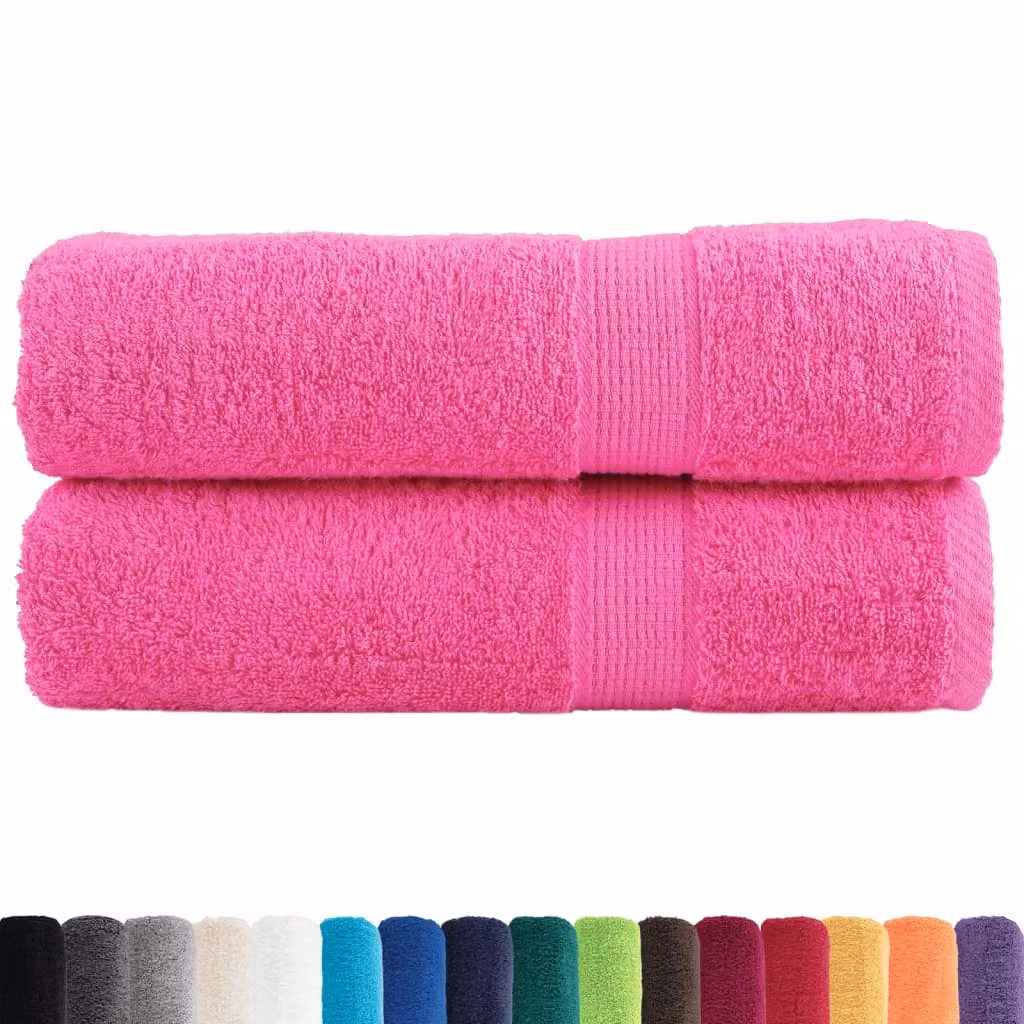 Berkfield Home SOLUND Premium Cotton Terry Bath Towels, 2 Pack, Pink, W: 100 cm, L: 150 cm, 600 gsm – 2