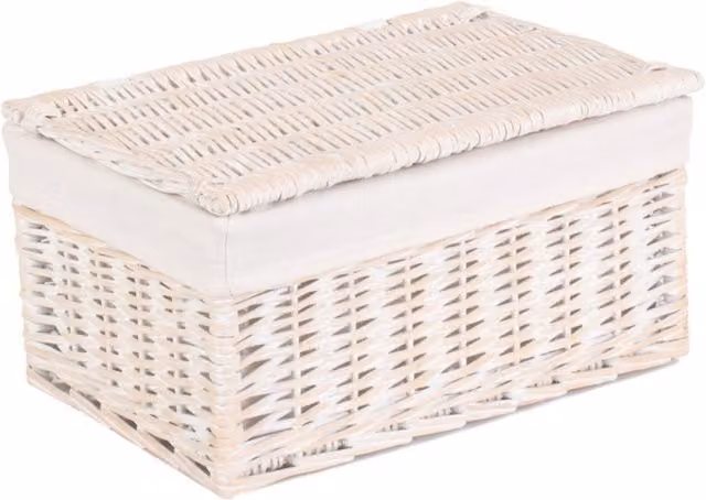 Red Hamper Wicker Storage Basket with White Cotton Lining