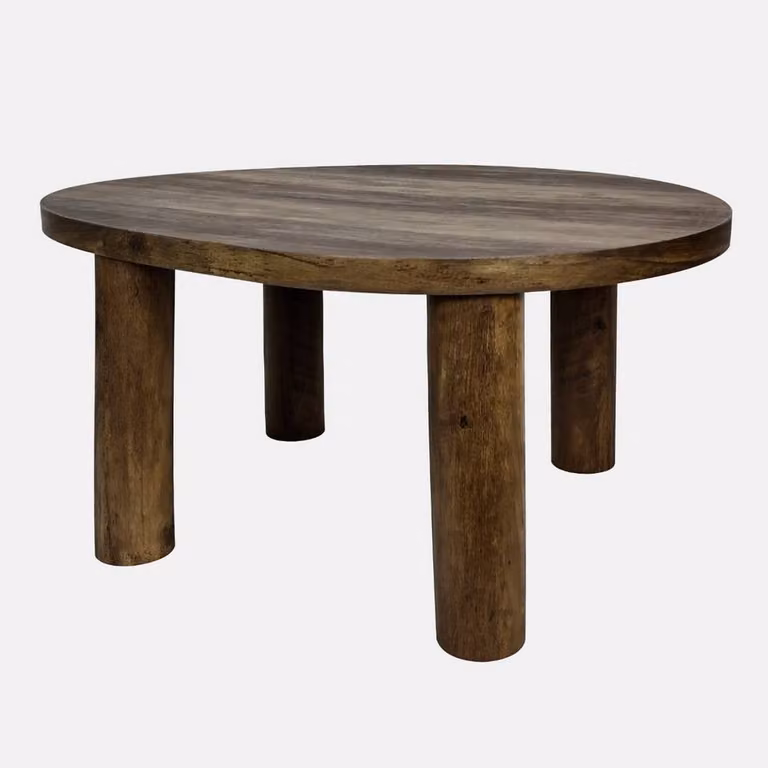 OHS Round Minimalist MDF Laminate Coffee Table in Walnut Brown