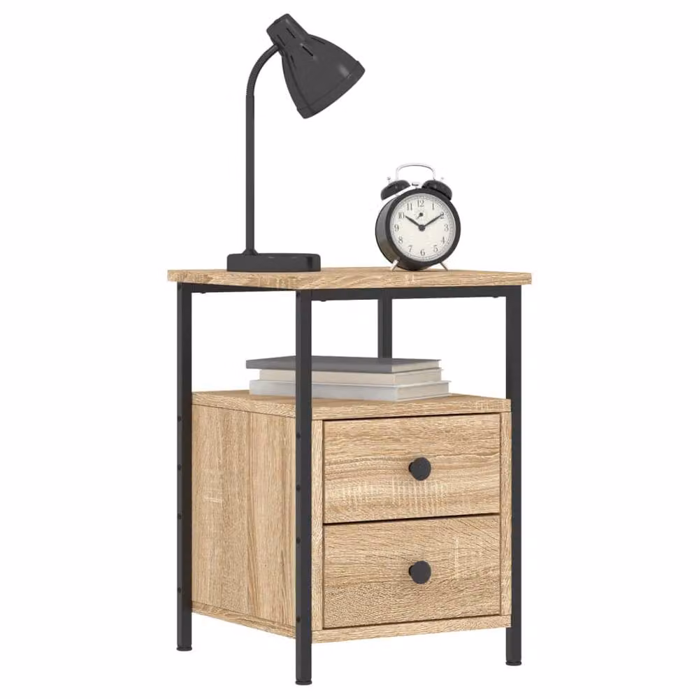Berkfield Home Set of 2 Sonoma Oak Bedside Cabinets in Light Brown, W/D/H: 34 x 35.5 x 50 cm – 2