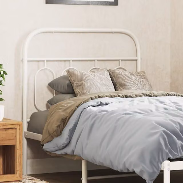 Berkfield Home Classic Metal Headboard in White, 90 cm Width