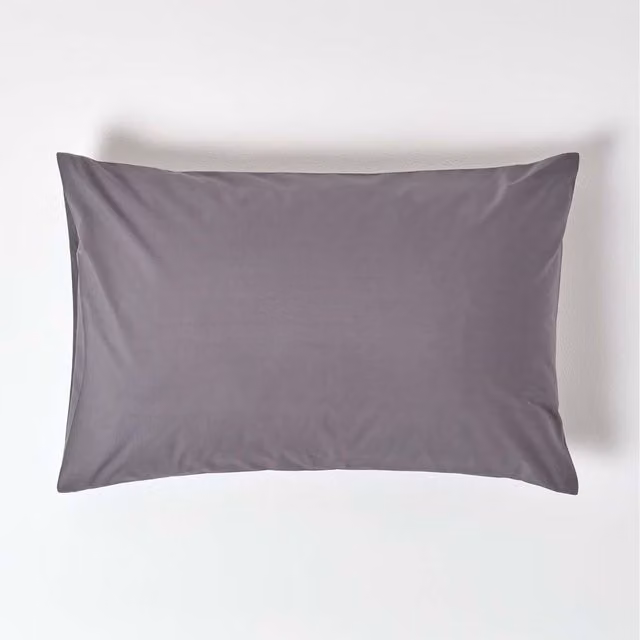 Homescapes Egyptian Cotton Housewife Pillowcase, 200 Thread Count, Grey, W: 48 cm, L: 74 cm