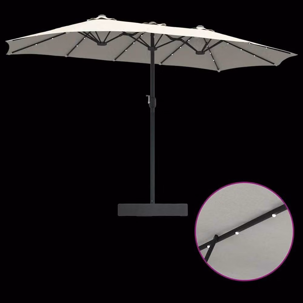 Berkfield Home Modern Folding Garden Parasol in Light Sand, W/D/H: 385 x 209 x 244 cm – 5