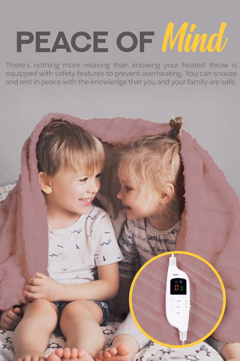 MONHOUSE Pink Fleece Heated Electric Throw with 9 Heat Settings and 9H Timer, W/D/H: 130 x 160 cm – 6