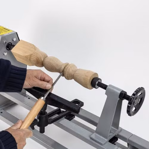 SIP 370W 4-Speed Benchtop Wood Lathe in Grey with Chisels, W/D/H: 35.56 x 35.56 x 35.56 cm – 2
