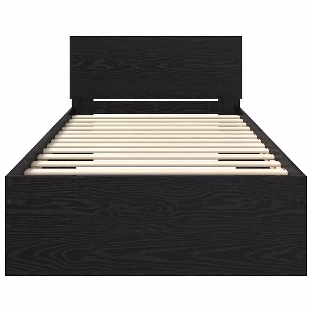 Berkfield Home Modern Bed Frame with Headboard in Black Oak, W/D/H: 90 x 200 cm, Engineered Wood – 5