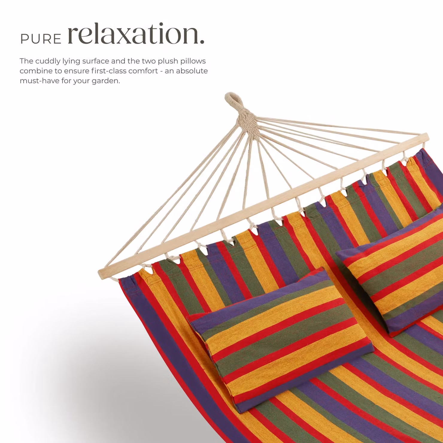 tectake Hammock Eden 2 Seater Multicolour Striped Garden Hammock with Spreader Bars and Cushions – 3