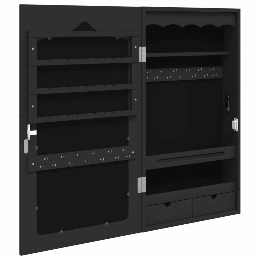 Berkfield Home Wall Mounted Mirror Jewellery Cabinet in Black, W: 37.5 cm, D: 10 cm, H: 67 cm – 5