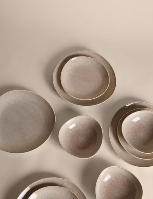 M&S 12 Piece Argo Stoneware Dinner Set in Beige