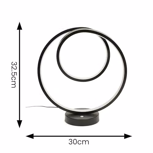 ValueLights Matt Black Loop Table Lamp with Integrated LED and Touch Button – 6