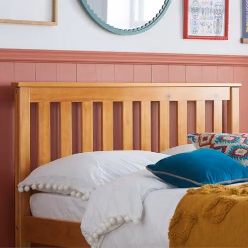 Birlea Denver King Size Solid Pine Bed Frame in Brown Lacquered Wood – 3