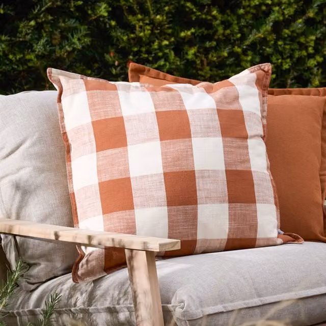 Make It A Home Chesil Check Cotton Outdoor Cushion in Brown and Orange