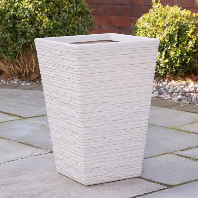 Samuel Alexander Slate Effect Plastic Garden Planter in Grey or Beige, Height: 45 cm – 2