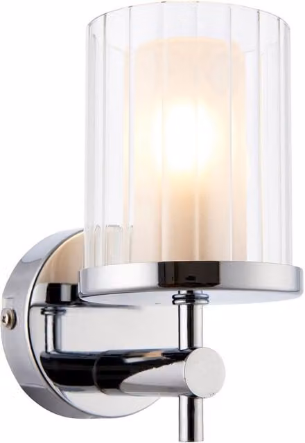 Britton Chrome IP44 G9 Bathroom Wall Light with Transparent Glass Shade