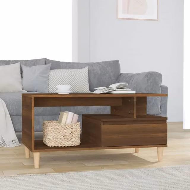 Berkfield Home Brown Oak Coffee Table with Lift Mechanism, W: 90 cm, D: 49 cm, H: 45 cm – 1
