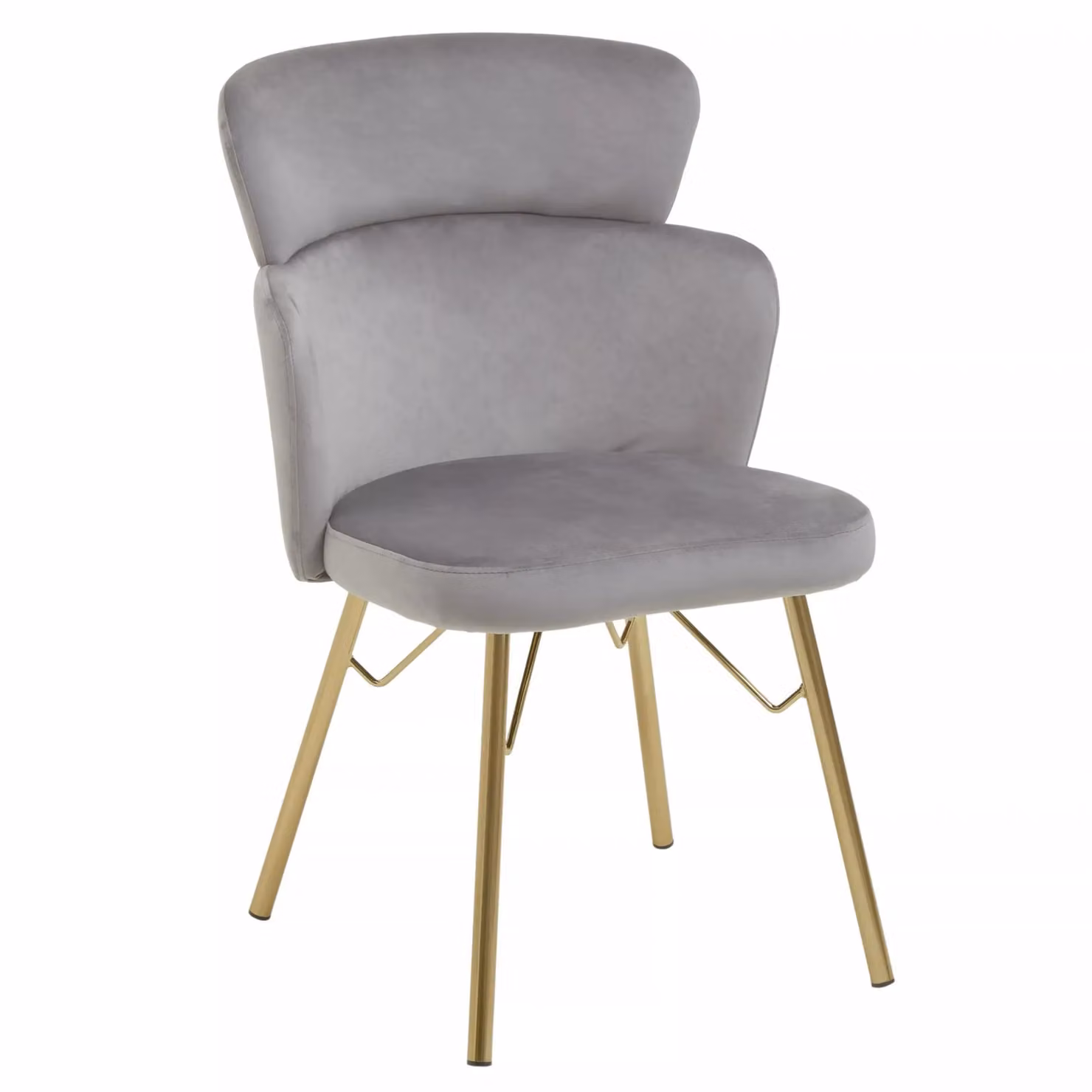 Orsina Veneto Grey Velvet Dining Chair with Armrests and Gold Metal Legs – 2