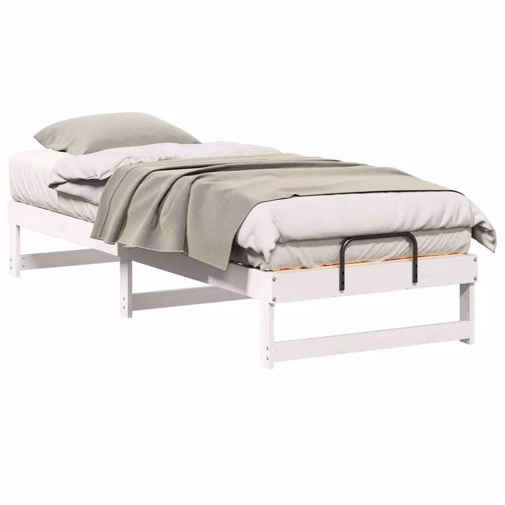 Berkfield Home White Solid Pine Wood Bed Frame W: 80 cm, L: 210 cm – 2