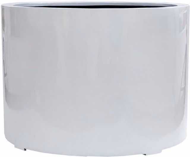 Primrose White Stone Composite Low Cylinder Planter Pot, Height: 85 cm
