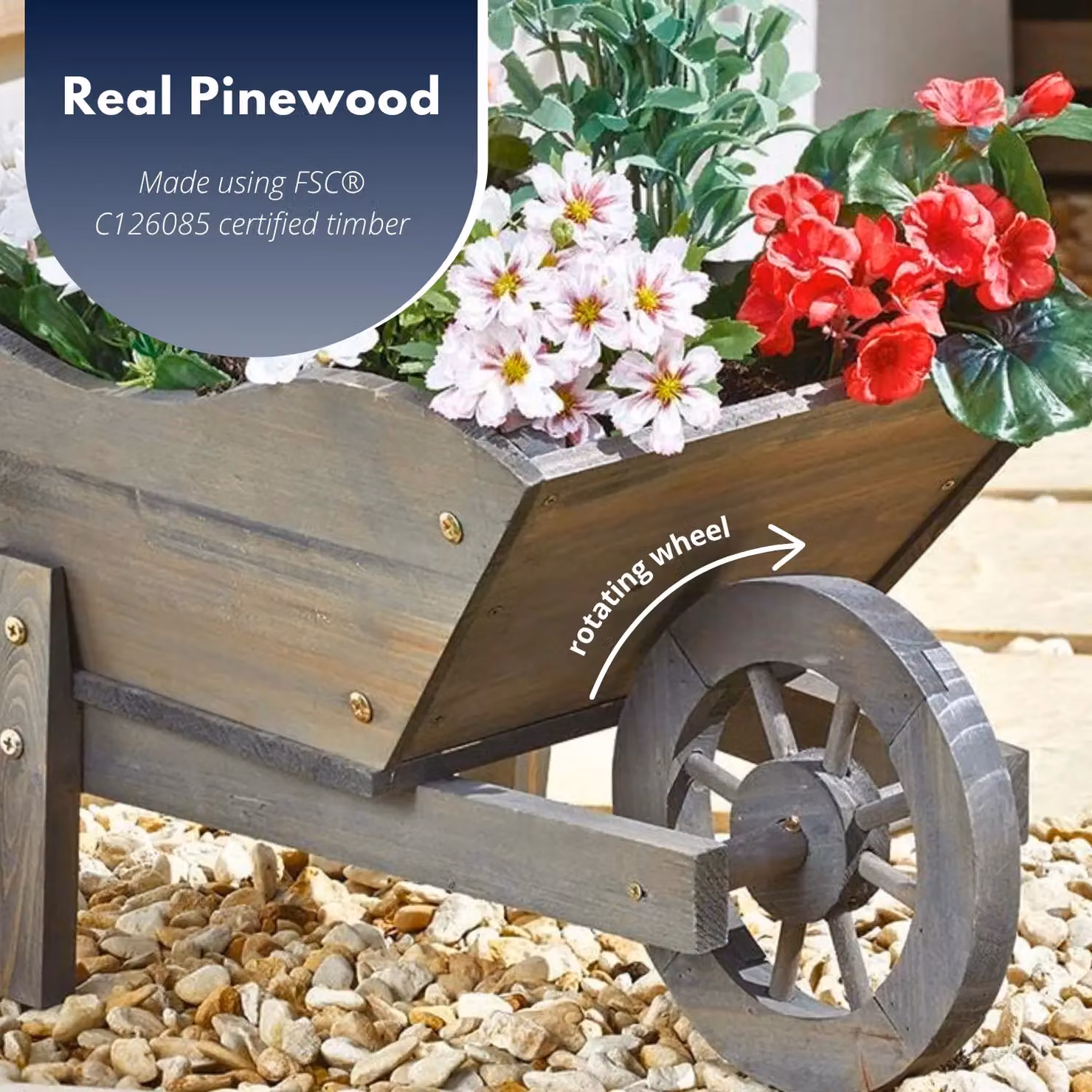 Marco Paul Large Wheelbarrow Flower Garden Planter, Grey – 6