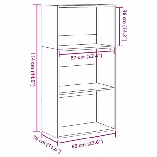 vidaXL Artisan Oak Bookcase in Brown, W/D/H: 60 x 30 x 114 cm – 3