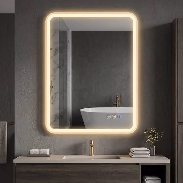 STILVORA LED Bluetooth Bathroom Mirror in Silver – 1