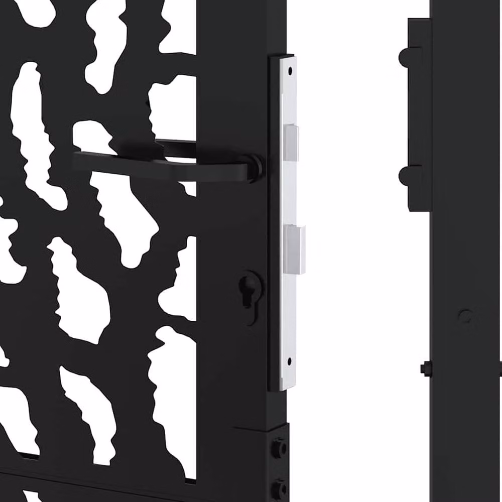 Berkfield Home Beautiful Garden Gate in Black Steel with Trace Design, W: 105 cm, H: 155 cm – 5