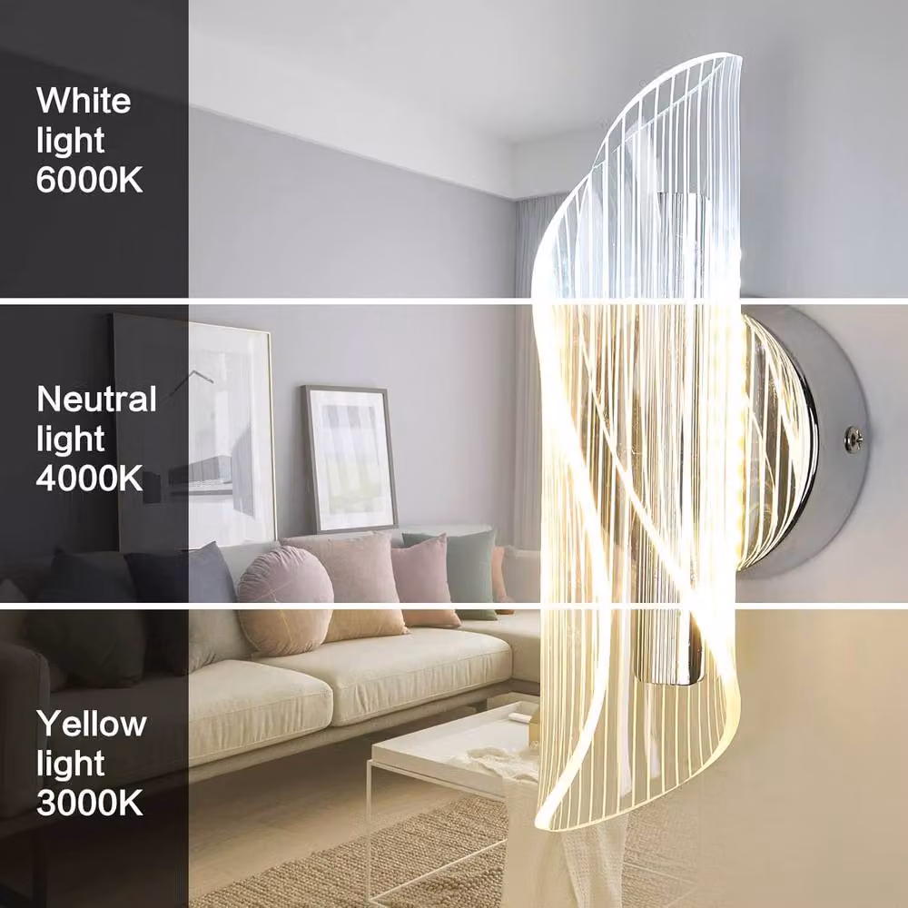 Goeco 12W Modern LED Wall Light in Silver with Tri-Colour CCT and Dimmable Up and Down Lighting – 3