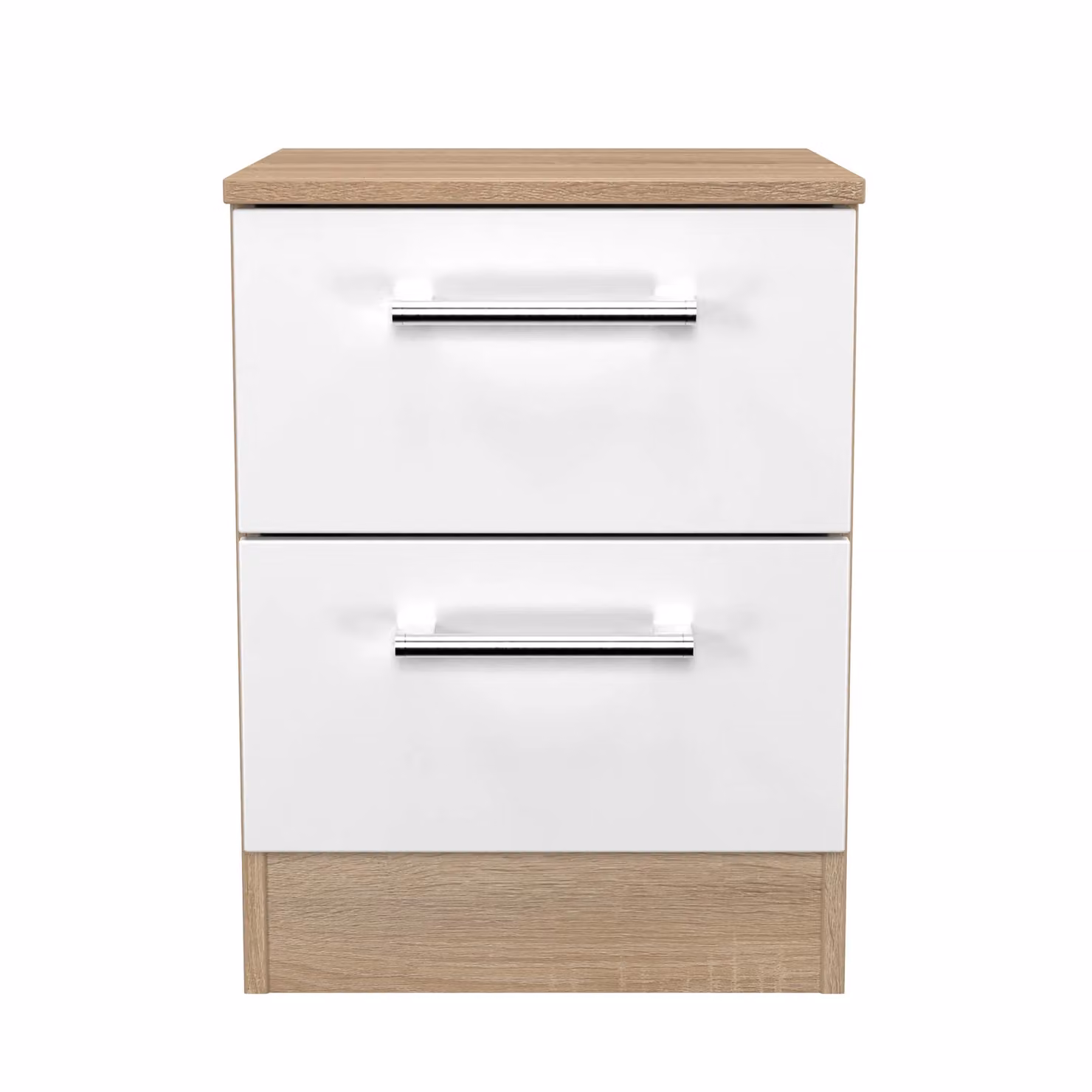 Ready Assembled 2 U Cornwall 2 Drawer Bedside Cabinet in White and Multicolour – 2