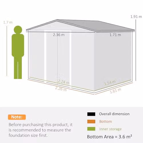 Outsunny Brown Wood Effect Metal Garden Storage Shed with Double Doors and Side Vent – 4
