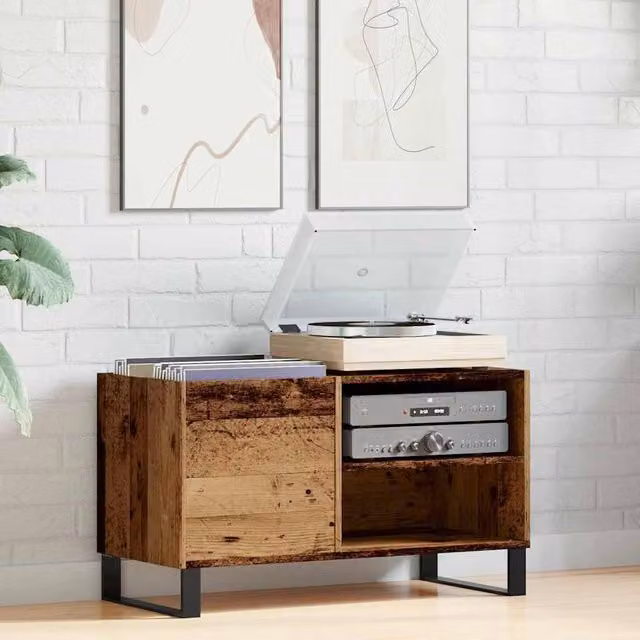 Berkfield Home Record Cabinet in Old Wood Brown, W/D/H: 84.5 x 38 x 48 cm – 1