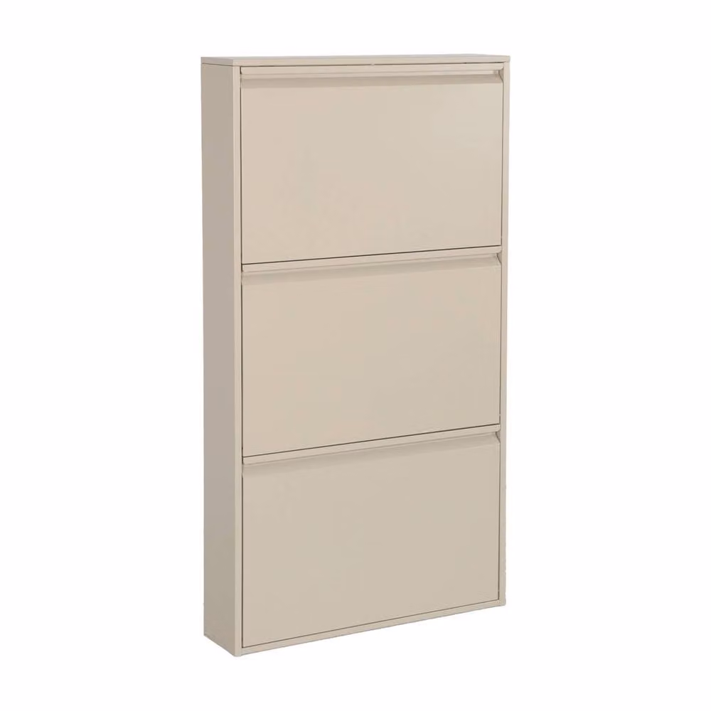 sweeek Industrial Metal Shoe Cabinet with 3 Drawers and Tilting Compartments in Beige and Black, W/D/H: 123 x 30 x 65.5 cm – 2