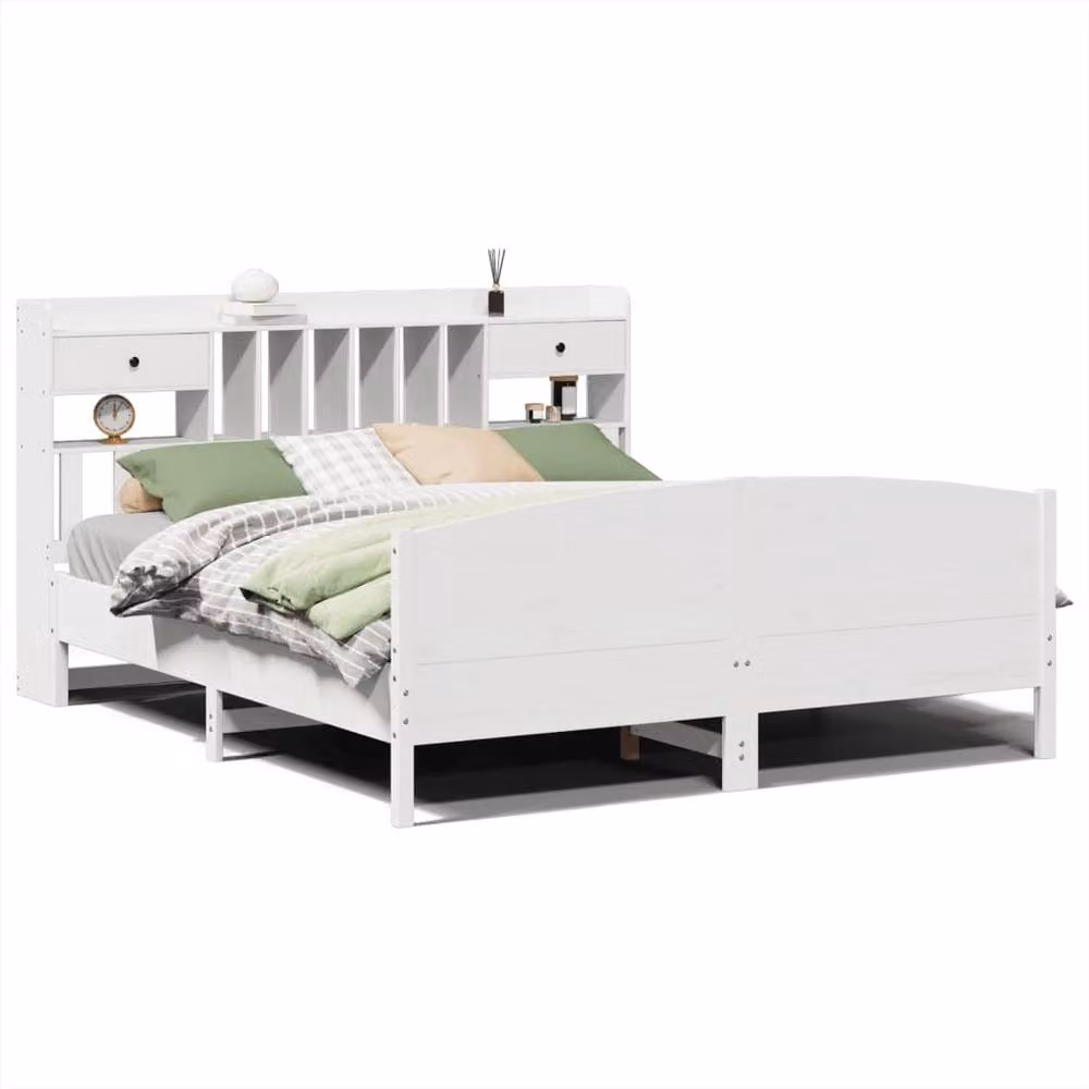 Berkfield Home Rustic Pine Bed Frame with Drawers in Concrete Grey and White, W: 75 cm, L: 190 cm – 2