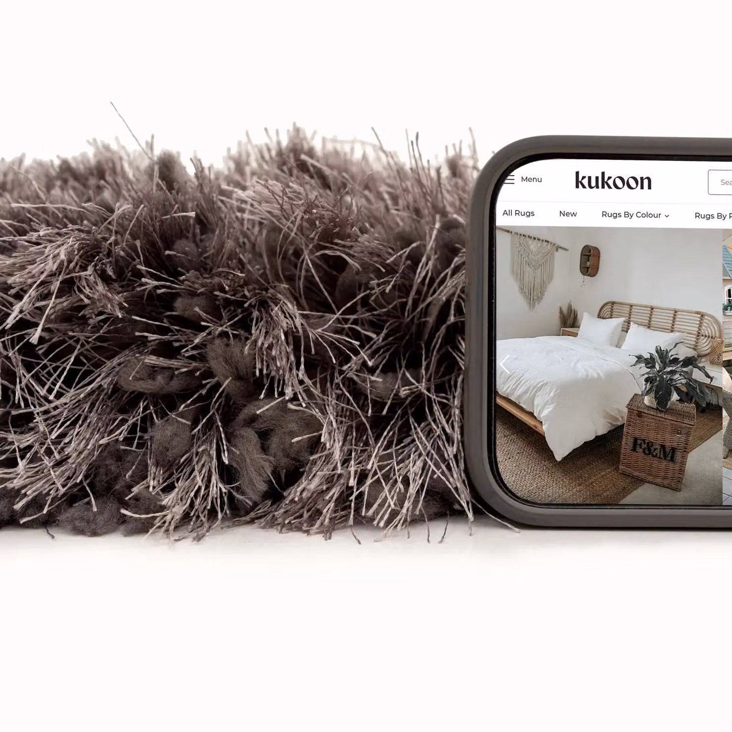 Kukoon Charcoal Grey Soft Shaggy Fluffy Living Area Rug, W/D/H: 120 x 170 cm – 3