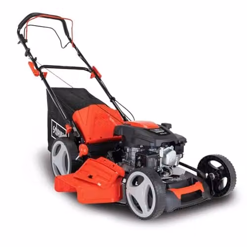 Scheppach MS173-51 Self-Propelled Petrol Lawn Mower in Red and Black with 51cm Cutting Width, Mulching Kit and 65L Collection Bag