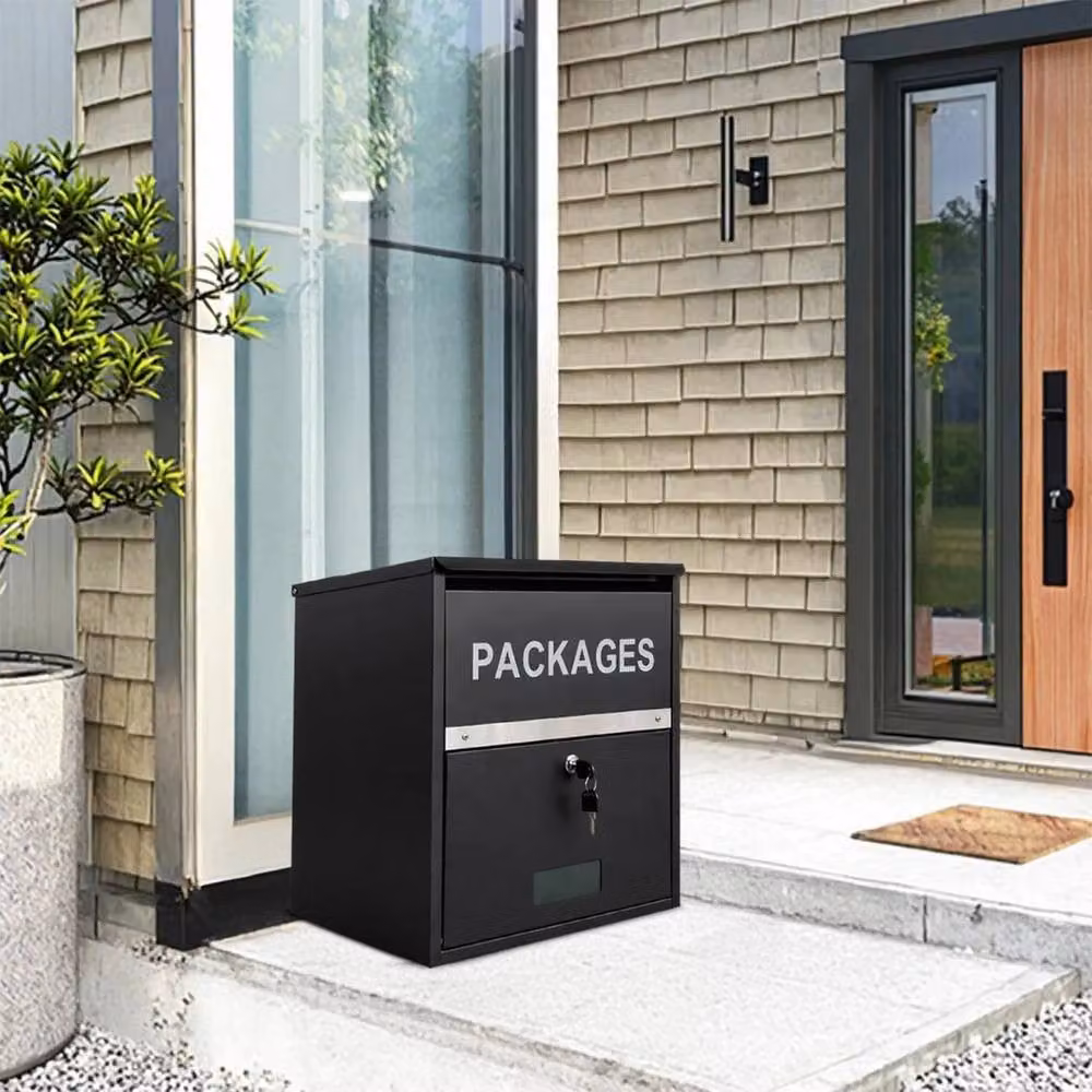FLAVORA Wall Mounted Lockable Combination Mail and Parcel Box in Black – 3
