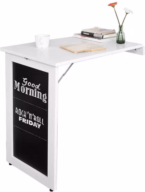SoBuy Wall-Mounted Folding Table with Chalkboard Front in White – 1