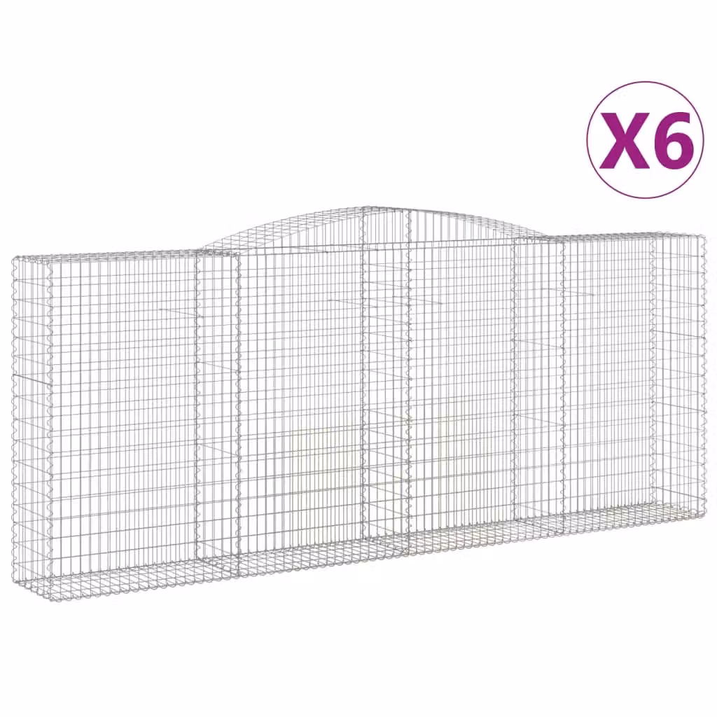 Berkfield Home Arched Gabion Baskets, 6 Piece Set, Silver Galvanised Steel, W: 400 cm, D: 50 cm, H: 160-180 cm – 2
