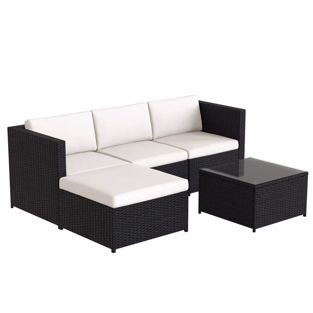 MCC Direct Rupert Rattan Sofa and Table Set in Black – 2