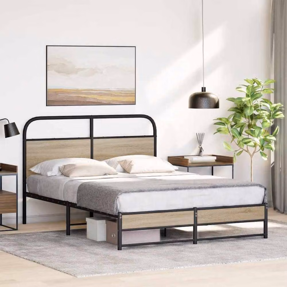 Berkfield Home Smoked Oak Bed Frame in Brown, W/D/H: 120 x 190 cm – 3