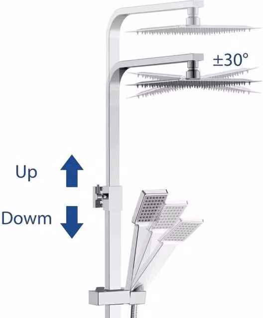 NESTLUNE Thermostatic Exposed Single Lever Shower Mixer Set in Silver Chrome