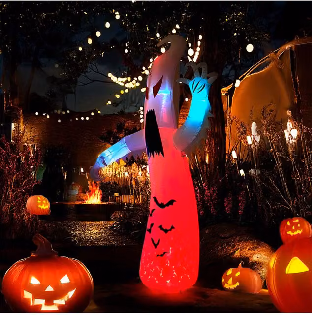 Living and Home 8ft Halloween Inflatable Ghost Decoration with LED Lights in White – 1
